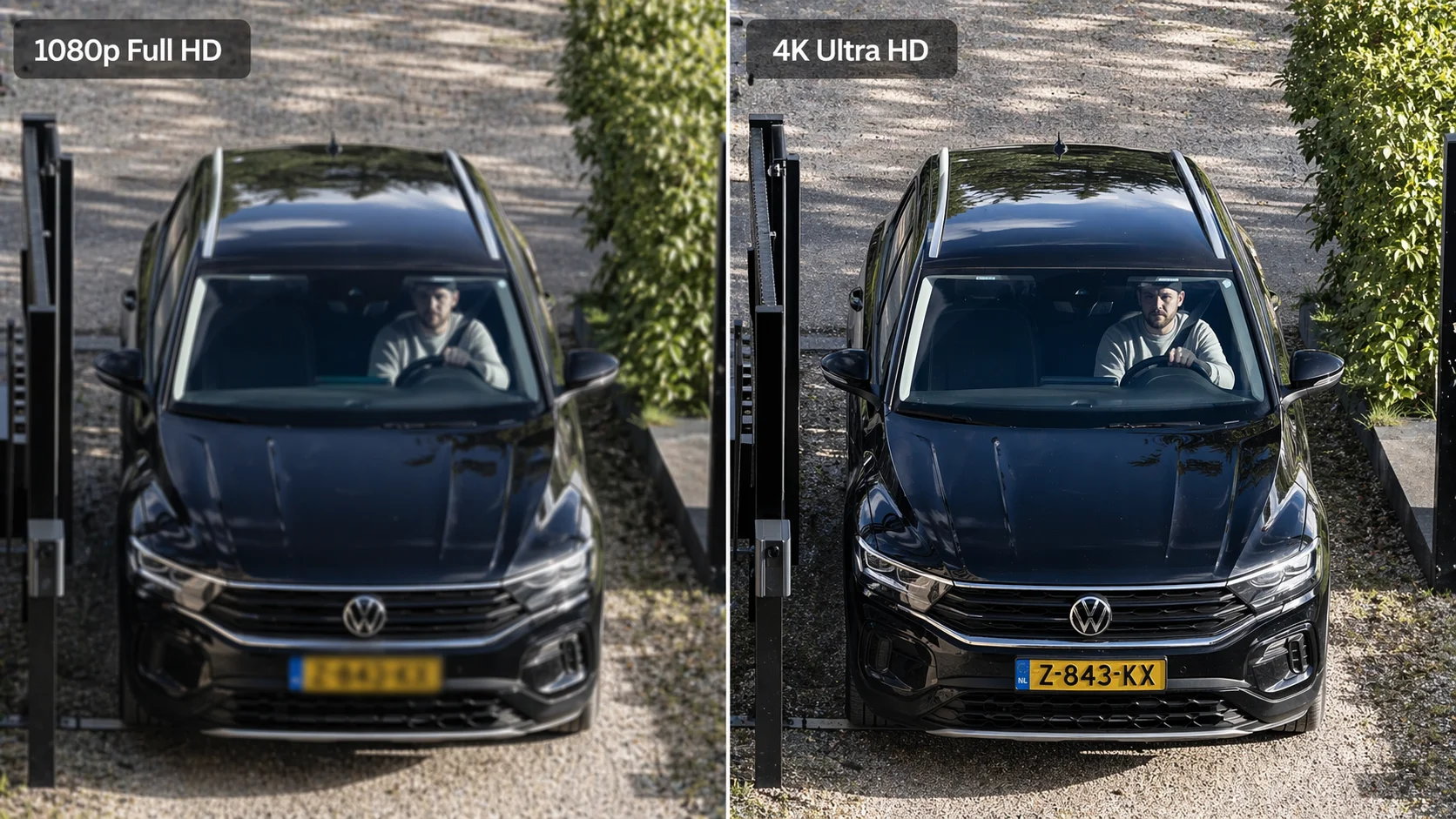 Beeld-crop vergelijking tussen 1080p en 4K Ultra HD waarbij detail in 4K aanzienlijk fijner is dan in 1080p